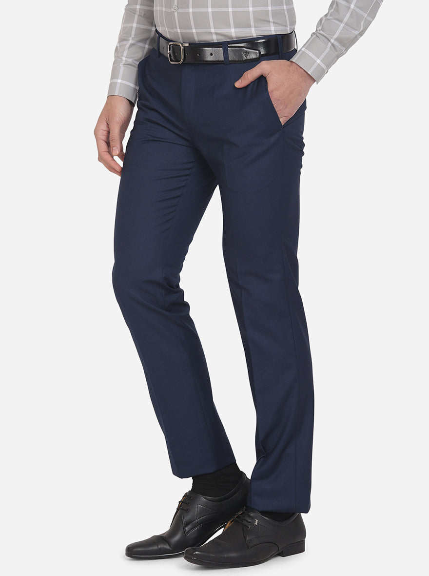 Cotton Lycra Navy Blue Formal Pant